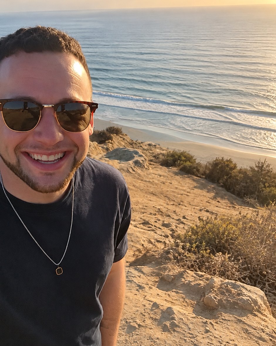 Ian Berkowitz on the bluffs above the beach in North County San Diego